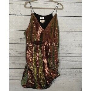 Club London Homecoming Sequinned Evening Cami Mini Dress Women Size 20 Gold